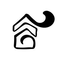 Eenvoudige kalligrafie huis echte Vector pictogram. Estate-architectuur Constructie voor ontwerp. Art huis vintage hand getrokken Logo-element