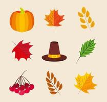 happy thanksgiving day icon set vector design