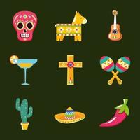 geïsoleerd Mexicaans pictogram set vector design