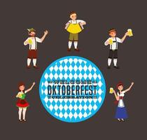 oktoberfest feest met vaste pictogrammen vector