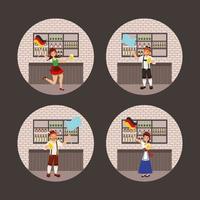 oktoberfest feest met vaste pictogrammen vector