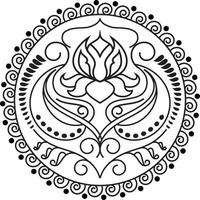 Indiase traditionele en culturele rangoli, alpona, kolam of paisley vector lijntekeningen. bengaalse kunst india. voor textieldruk, logo, behang