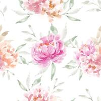 roze en pastel pioen waterverf bloem naadloos patroon vector