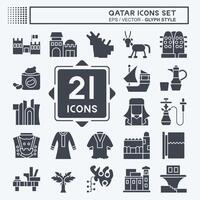 icoon reeks qatar. verwant naar vakantie symbool. glyph stijl. gemakkelijk ontwerp illustratie. vector