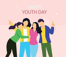 Internationale jeugd dag, augustus 12 e. met actief en gepassioneerd jong mensen illustratie vector