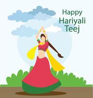 teej viering in Indië mooi Indisch vrouw swinging vector illustratie