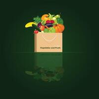 verschillend vers fruit en groenten tegen kleurrijk achtergronden benadrukkend dieet verscheidenheid vector
