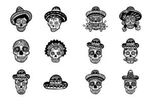 calavera Mexicaans schedel hand- getrokken illustratie Aan achtergrond reeks vector