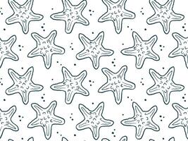 hand- getrokken naadloos zeeschelp patroon met oceaan en zee onderwater- doodles van marinier leven vector