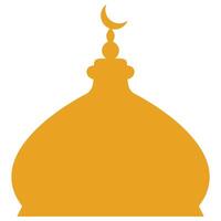 moskee icoon vector illustratie. Islam religie concept van een geel moskee koepel met een halve maan maan. gemakkelijk religieus ornament in vlak stijl. religieus grafisch ontwerp elementen