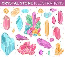 sprankelend kleurrijk kristal stenen illustratie reeks vector