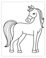 paard vector, paard kleur Pagina's, zwart en wit dieren vector