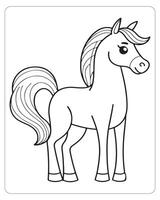 paard vector, paard kleur Pagina's, zwart en wit dieren vector