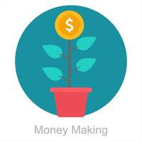 geld maken en geld icoon concept vector