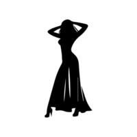 zwart silhouet vrouw staan, mensen Aan wit achtergrond vector