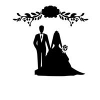 getrouwd paar met decoratie icoon. hand- getrokken stijl vector ontwerp illustraties.