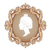 profiel silhouet van een prinses in frame vector