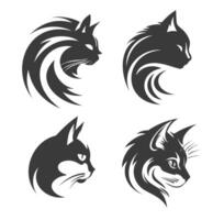 reeks van kat hoofd logo ontwerpen zwart vector met kant visie