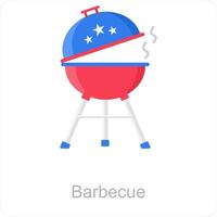 barbecue en rooster icoon concept vector