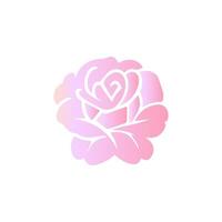roos bloem van bloeiend fabriek. tuin roos geïsoleerd icoon van roze bloesem, bloemblad en knop met groen stam en blad voor romantisch bloemen decoratie, bruiloft boeket en Valentijn groet kaart vector