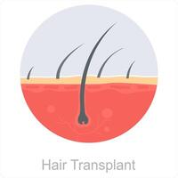 haar- transplantatie en haar- icoon concept vector