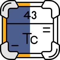 technetium gevulde voor de helft besnoeiing icoon vector