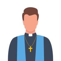 Katholiek priester portret. Katholiek priester in een soutane met een kruis. vector illustratie.
