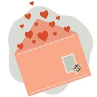brief met harten. vlak illustratie. valentijnsdag dag kaart ontwerp. schattig ansichtkaart voor moeder of meisje. vector