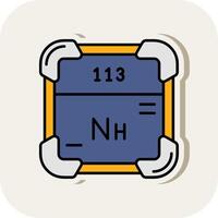 nihonium lijn gevulde wit schaduw icoon vector