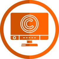 auteursrechten glyph oranje cirkel icoon vector