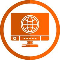 globaal glyph oranje cirkel icoon vector