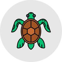 schildpad lijn gevulde licht cirkel icoon vector