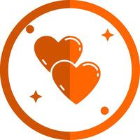 liefde glyph oranje cirkel icoon vector