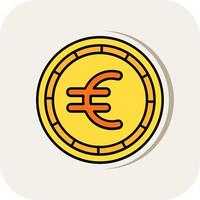 euro lijn gevulde wit schaduw icoon vector