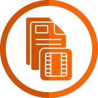 film glyph oranje cirkel icoon vector