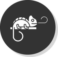 kameleon glyph grijs cirkel icoon vector