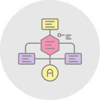 flowchart lijn gevulde licht cirkel icoon vector