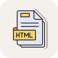 html lijn gevulde wit schaduw icoon vector