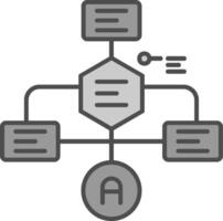 flowchart lijn gevulde grijswaarden icoon vector