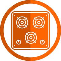 fornuis glyph oranje cirkel icoon vector