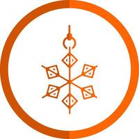 sneeuwvlok glyph oranje cirkel icoon vector