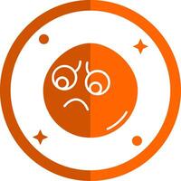 verdrietig glyph oranje cirkel icoon vector