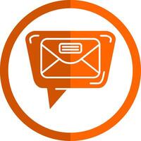 mail glyph oranje cirkel icoon vector
