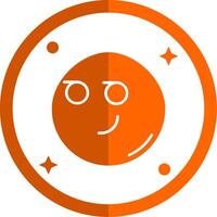 grijnzend glyph oranje cirkel icoon vector