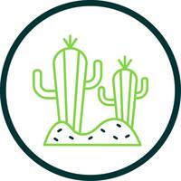 cactus lijn cirkel icoon vector