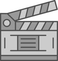 Filmklapper lijn gevulde grijswaarden icoon vector