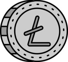 litecoin lijn gevulde grijswaarden icoon vector