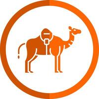 kameel glyph oranje cirkel icoon vector