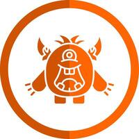 monster glyph oranje cirkel icoon vector