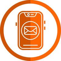 e-mail glyph oranje cirkel icoon vector